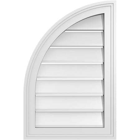 Ekena Millwork Quarter Round Top Left Surface Mount PVC Gable Vent w/ 2"W x 1-1/2"P Brickmould Frame, 16"W x 24"H GVPQL16X2402SF